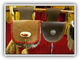 Assorted styles of belt pouches, leather, fur, antler J-1B)or concho button, glass and metal beads (P-Belt1)
